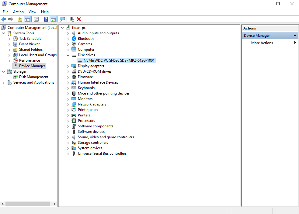 Device Manager and Disk Drive