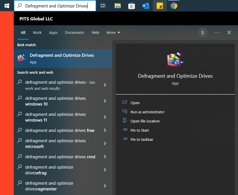 Defragment and Optimize Drives on Win 10