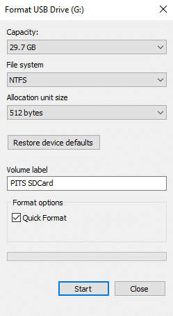 SD Card Format with Label and Quick Format