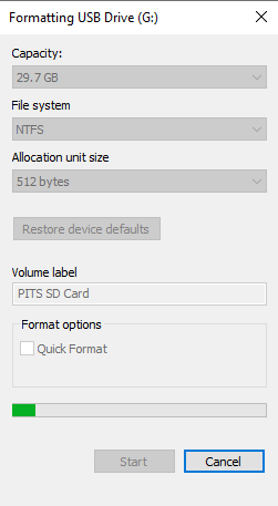 SD Card Formatting Process