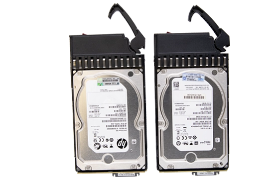 Two HP Enterprise Hard Drives with Caddies and Handles