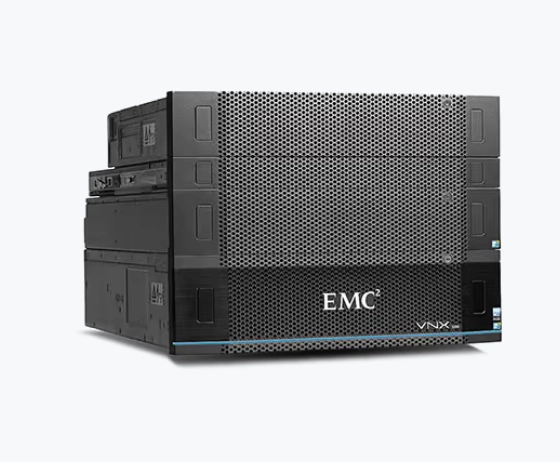 EMC VNX storage system with modular design and multiple drive bays.