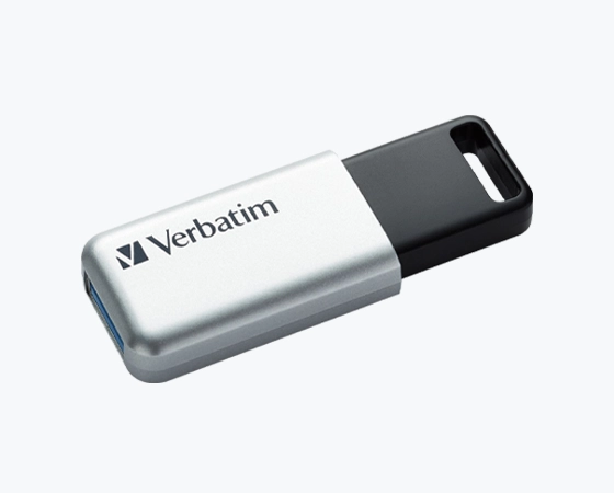 Verbatim USB Flash Drive with Silver and Black Design